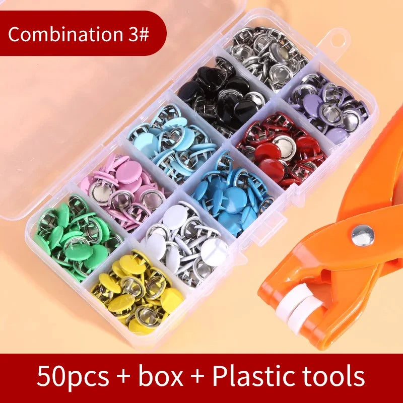 Snap Button Kit With Hand Pressure Pliers 50pcs 100pcs Snaps , Metal Snaps For Sewing, Sewing Snaps For DIY Crafts Clothes Hats