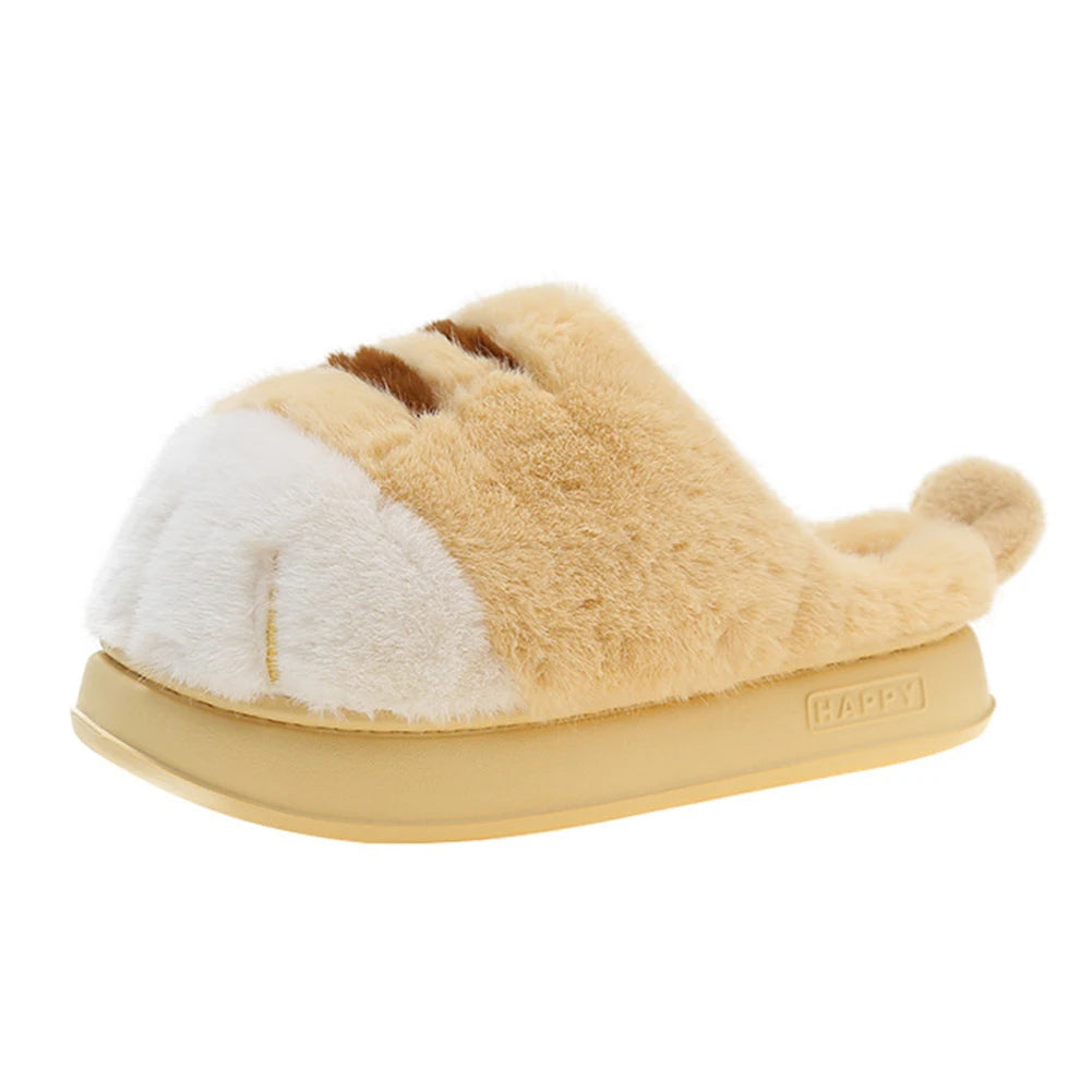 3D Cat Paw Slippers Warm Slip-on House Shoes Comfortable Furry Paw Couple Slippers Cute Paw Slippers for Autumn Winter for Home