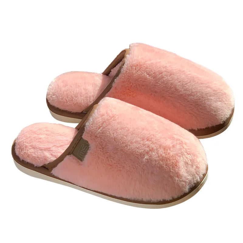 Crestar Women Warm Fuzzy Slippers Winter New Plush Indoor Flat Slides Comfy Soft Sole Fur Men Shoes Fluffy House Cotton Slippers