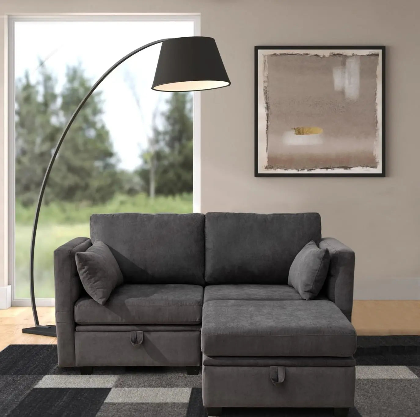 Loveseat Sofa with Seats Storage Modular Sectional Sofa Small Couch with Ottoman for Small Spaces Convertible L, Customized