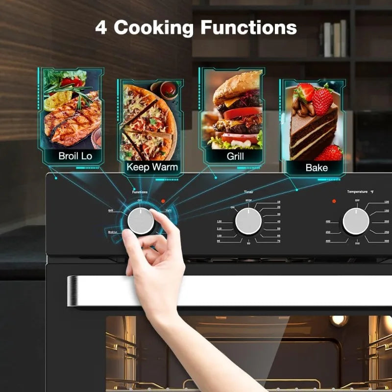 24 Inch Single Wall Oven, 2.79 Cu. Ft. Built-in Electric Wall Oven with 5 Cooking Functions