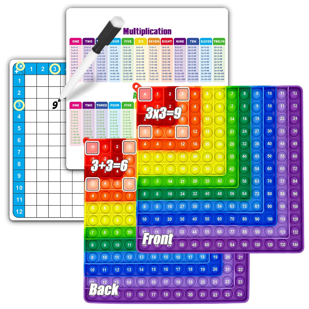 Multiplication Addition Learning Games Writable Board Reusable Practice CardsMath Flashcard Set with Erasable Pen for Kids Age3+