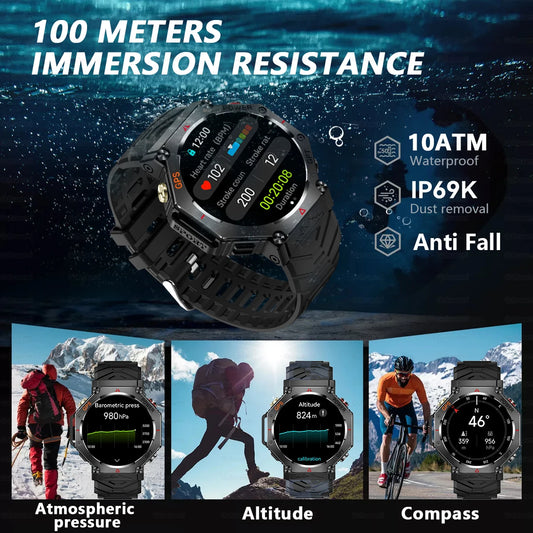 2025 New T-Rex 3 Ultra GPS Smart Watch Men 10ATM IP68 Waterproof Built-in Dual-band GNSS Compass Military Sport Smart Watch