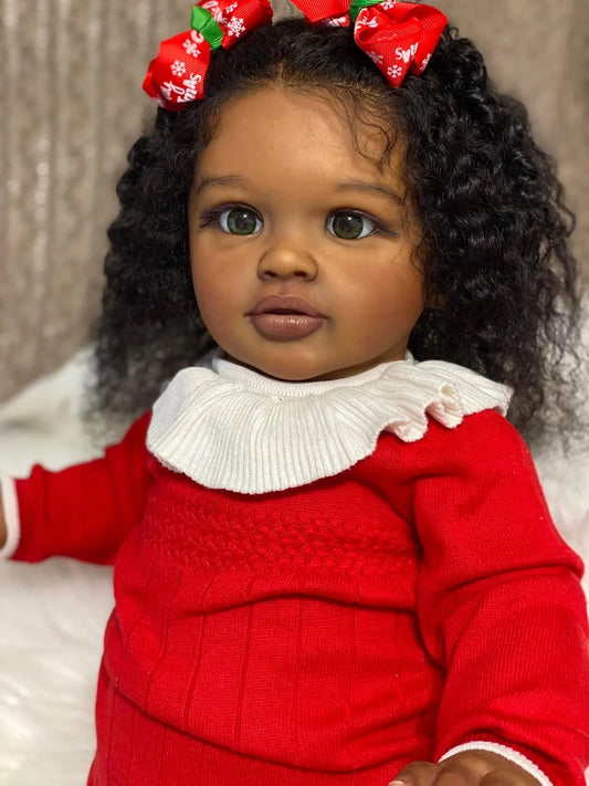 26Inch/66CM Already Painted Finished Doll Reborn Toddler Dark Skin Pippa Huge Baby Size Popular Lifelike Soft Touch Art Doll