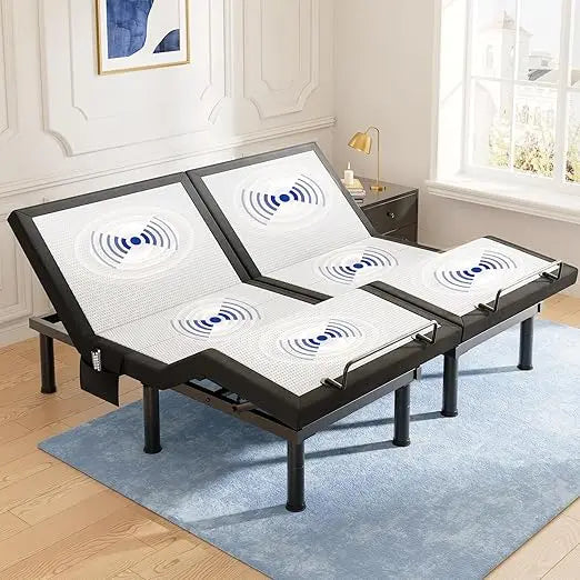T600 Electric Adjustable Bed Frame with Remote, Massage, USB Ports, Pockets, Nightlight, Quiet Operation, Easy Assemb