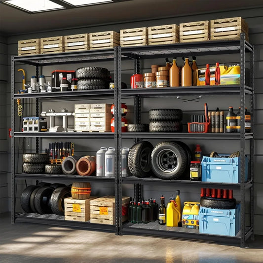 5-Tier Metal Shelving Unit, 48”W x 24”D x 72”H, Heavy Duty Adjustable Storage Rack, 4000 lbs Load Capacity (Total), for Garage