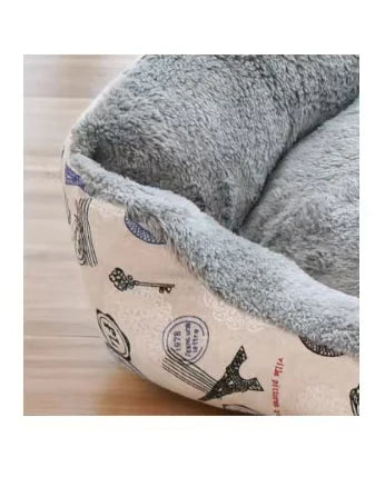 Warm pet kennel, dog cushion gray plush,breathable dog bed cat sleeping bag