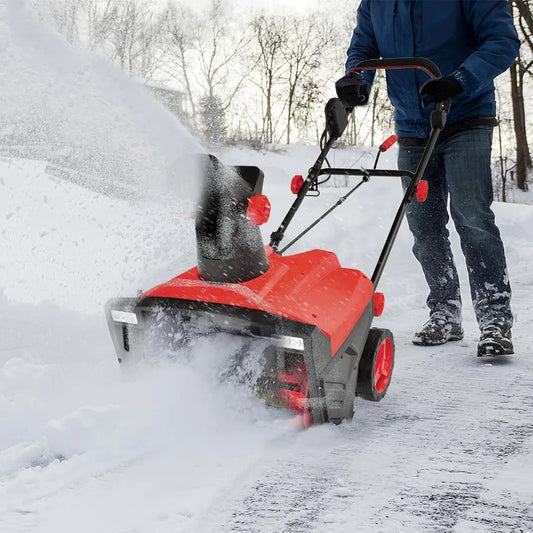 Electric Snow Blower 3190 RPM 20W Corded Snow Thrower w/ 15 AMP Motor 180 Rotating 30 FT Throwing Chute Dual LED Lights HDPE We