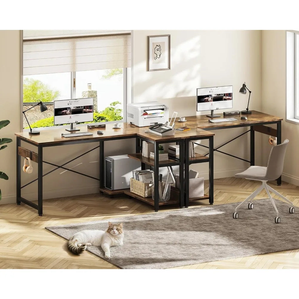 48 Inch Corner Computer Desk with Storage and PC Stand, Compact L-Shaped Desk for Home Office and Gaming