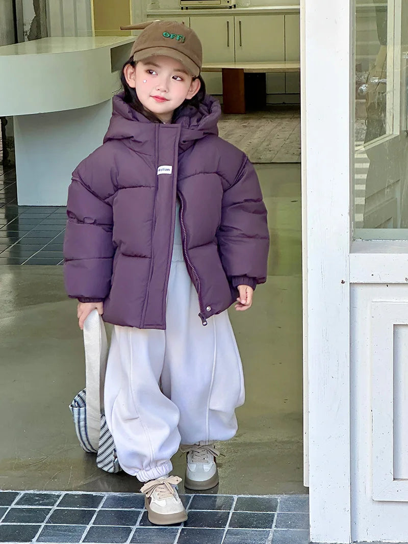 Girls' Coat Boys' Winter Cotton Clothes Children's Warm Hooded Outerwear 2025 New Fashion Parkas Kids Autumn Casual Jacket