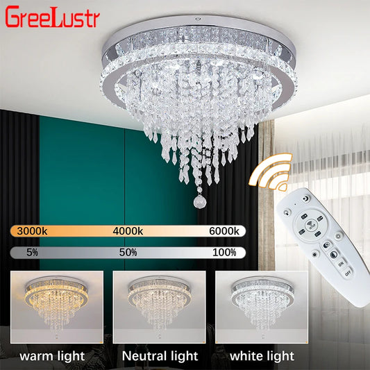 Modern Luxury Crystal Ceiling Lamps With Remote Control Ceiling Chandeliers Home Dimmable Pendant Lights Fixtures for Bedroom Li