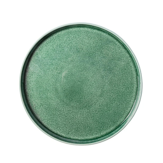 Stackable Dinner Plate Stoneware Microwave Safe Unique Reactive Glaze Hand-Finished Round Design Cabinet Space Saver Elegant