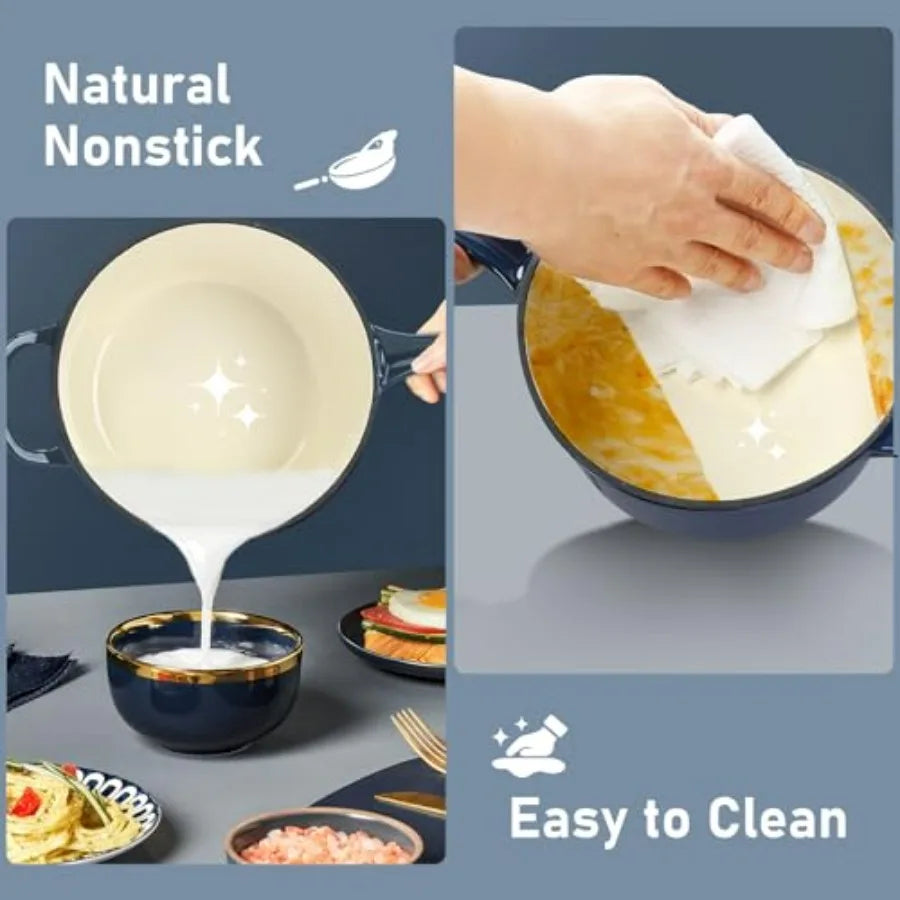 Nonstick Enameled Cast Iron Cookware Set 9 Pieces Dutch Oven Pot with Lid for Braising Stews Roasting Bread Baking Cooking Pot