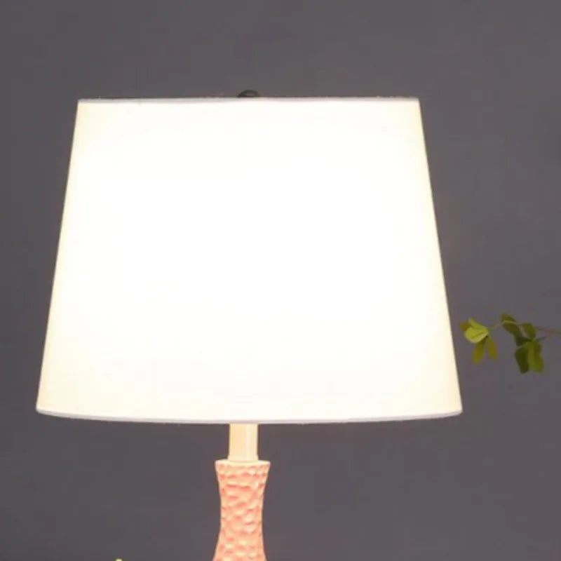28" Pink Table Lamp Mid Century Modern Resin Design White Shade Stylish Lighting Living Room Bedroom Elevates Retro Decor