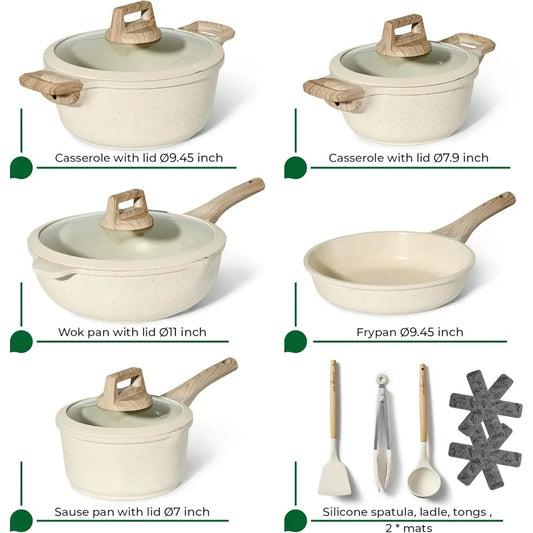 Complete Induction Cookware Set with Lids for Efficient Cooking and Easy Cleanup 14Piece Pot and Pan Set Ideal for Home Kitchen