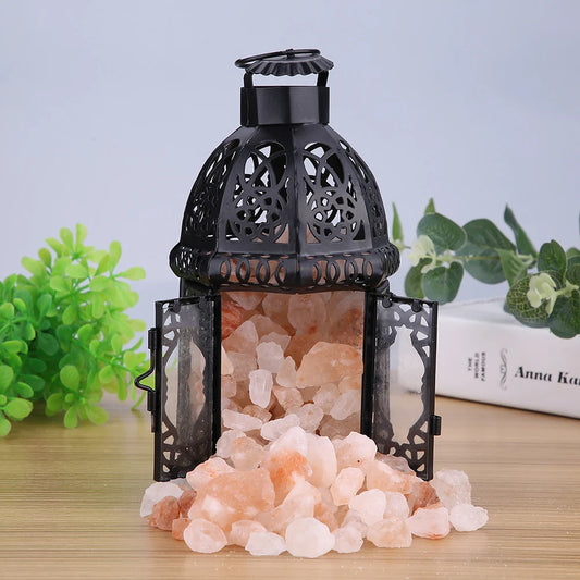 Rock Lamp Salt Rock Lamp Salt Lamp Vintage Iron Frame Natural Crystal Salt Rock Lamp Air Purifier Home Room Night Light Decor