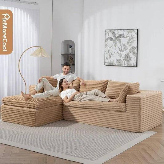 Cloud Modular Sectional Sofa L-Shape Chaise No Assembly, Comfy Boneless Couch for Living Room, Soft Plush 107 in