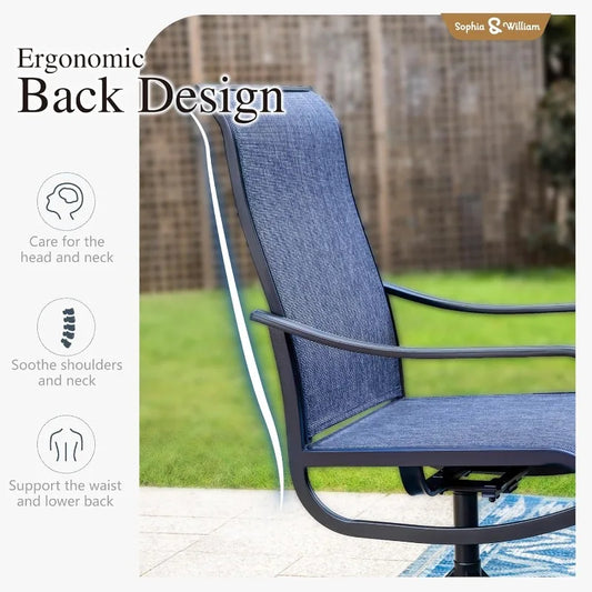 9-Piece Outdoor Dining Set for 8, with Swivel Chairs & Table, All Weather Blue