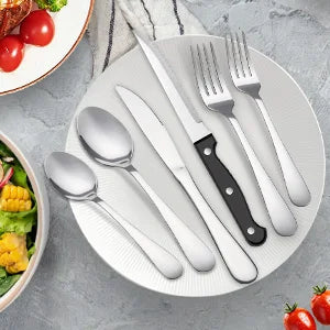 24 pcs flatwar Stainless Steel Tableware Set 24 Pieces 4 Person Cutlery Set with Steak Knives Dinner Fork Spoon for Home Part