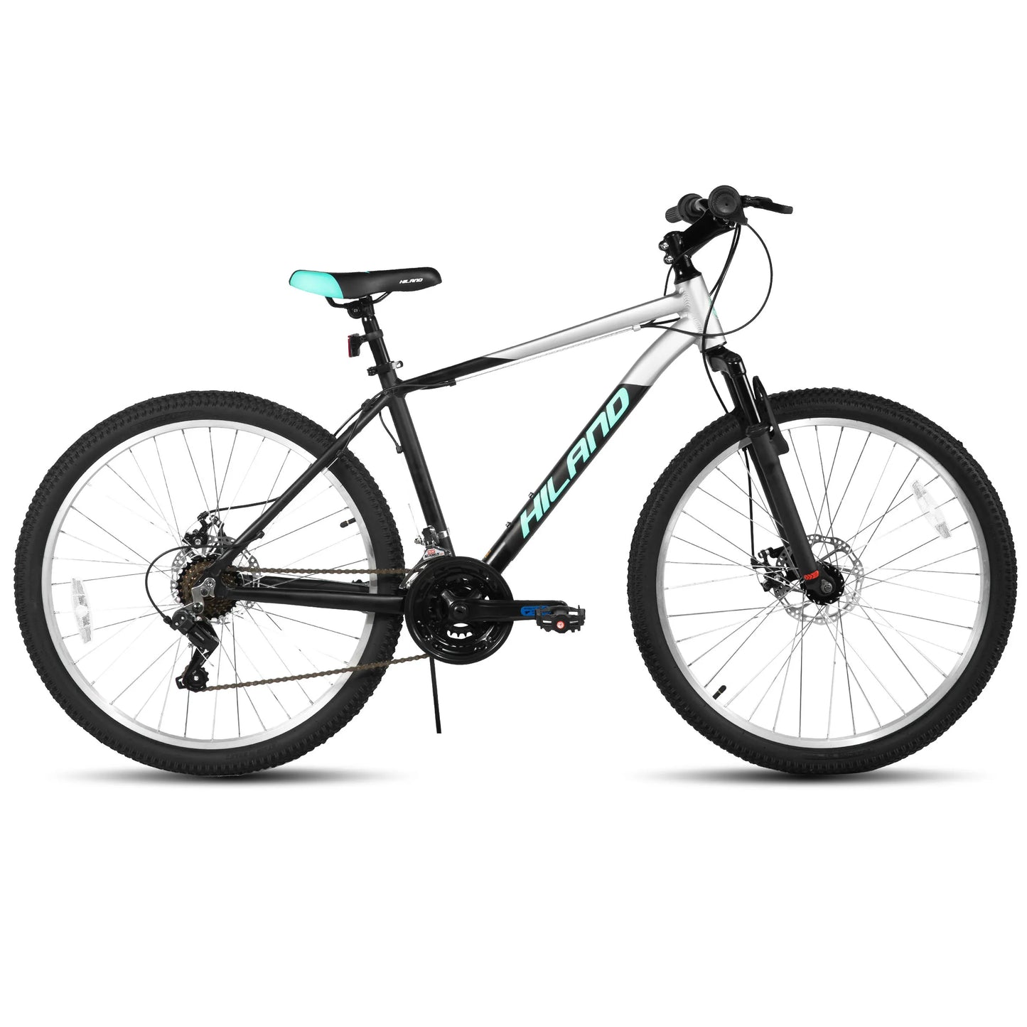 HILAND 26 27.5 Inch Men Student Aluminum Alloy Mountain Bike, 18 Speed Bike With Front And Rear Disc Brakes, Suspension Fork