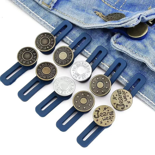 5pcs Button Extender For Pants Adjustable Waist Button Retractable Waistband Expander Random Color No Sew Buttons