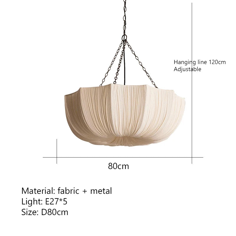 Nordic Minimalist Wabi Sabi Fabric Chandelier Living Dining Room Bedroom Pendant Lamp Lustre RestaurantBar Hanging Light Fixture