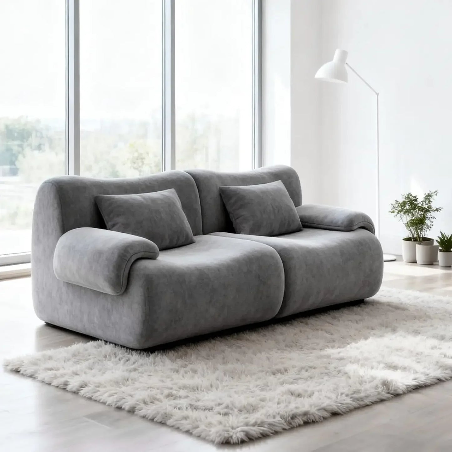 79" Boneless Cloud Couch, Modular Sectional Sofa with Throw Pillows, Deep Seat Sectional Sofa 2 Seater for Living Customized