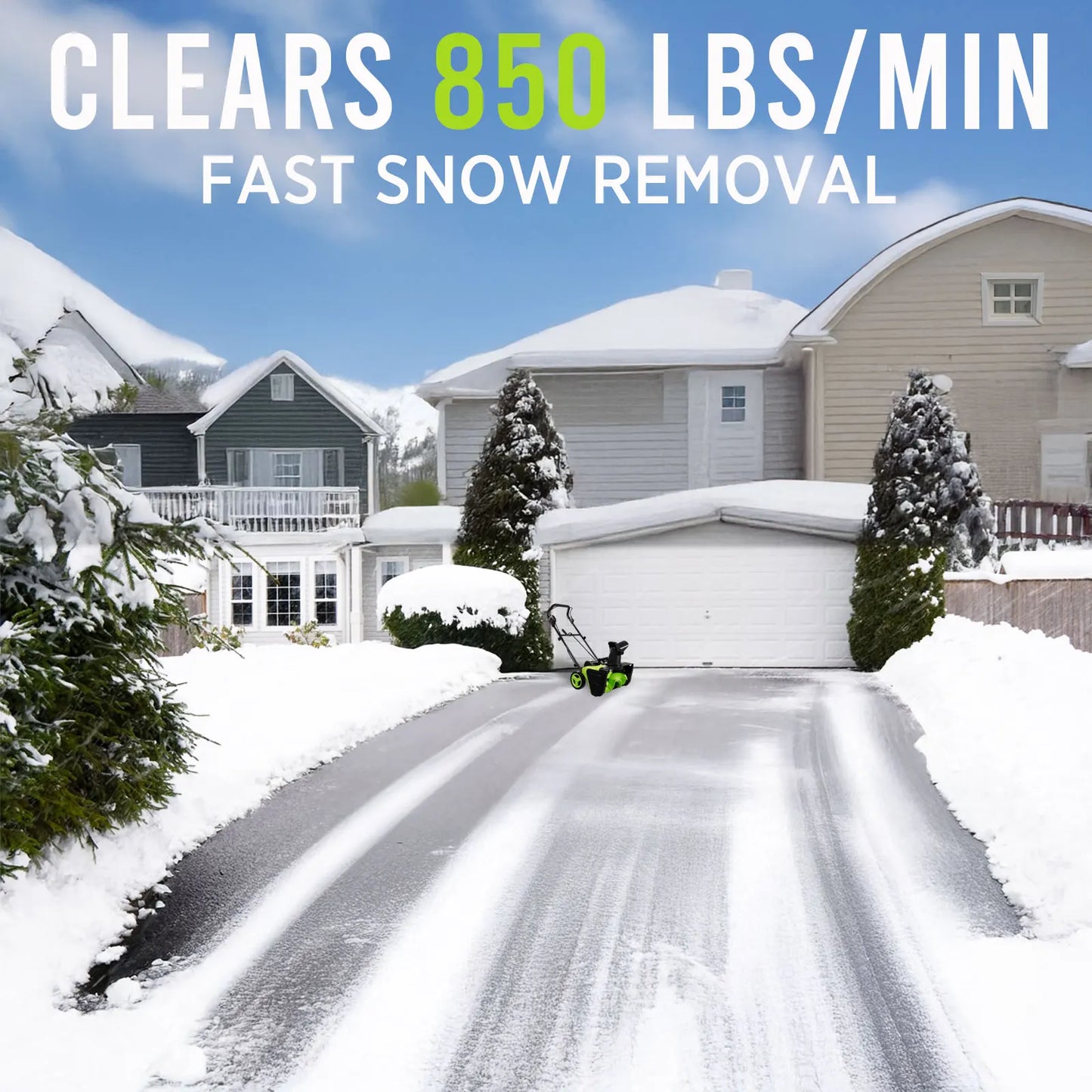 Deli Steelite 42V 20" Cordless Snow Blower – 850 Lbs/Min, Dual 4.0Ah Batteries & Charger Included – Effortless Snow Removal