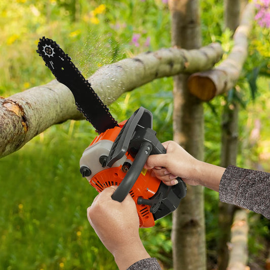 12in Top Handle Chainsaw, 2-Stroke 25.4CC Gasoline Powered Chain Saw for Tree Pruning