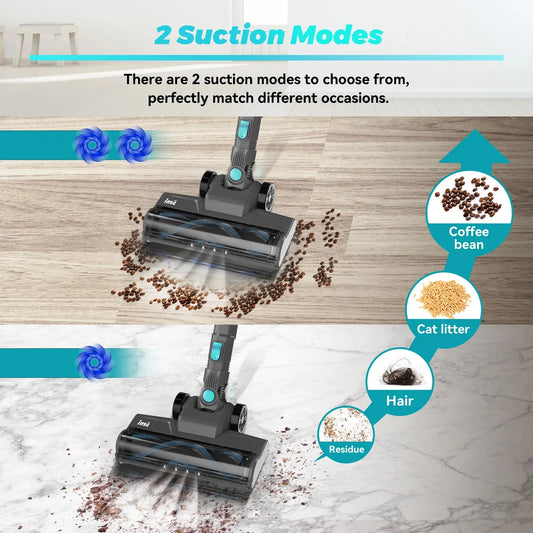 INSE Cordless Vacuum Cleaner 20Kpa Powerful Stick Vacuum 6 in 1 Lightweight Handheld Vacuum Cleaners for Pet Hair HardFloor N370