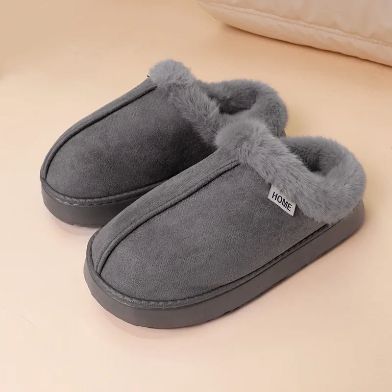 Winter Warm Plush Indoor Slippers for Women Men Non Slip Soft Sole Cotton Shoes Woman Cozy Thick Platform Fluffy House Slippers