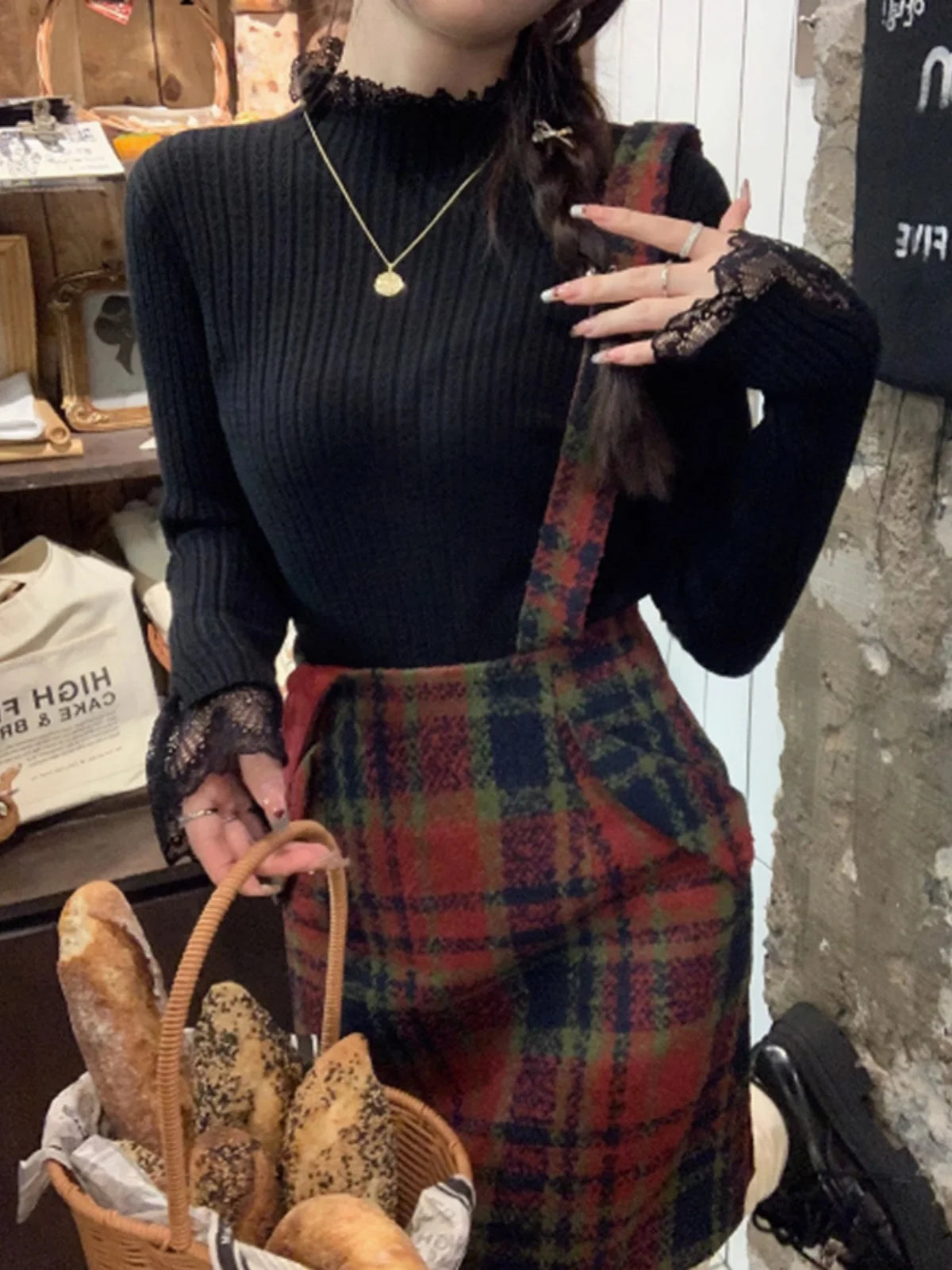 Autumn Winter Turtleneck Skinny Elastic Knitted Pullovers Women Solid Color Tops Female Long Sleeve Knit Patctwork Lace Sweater