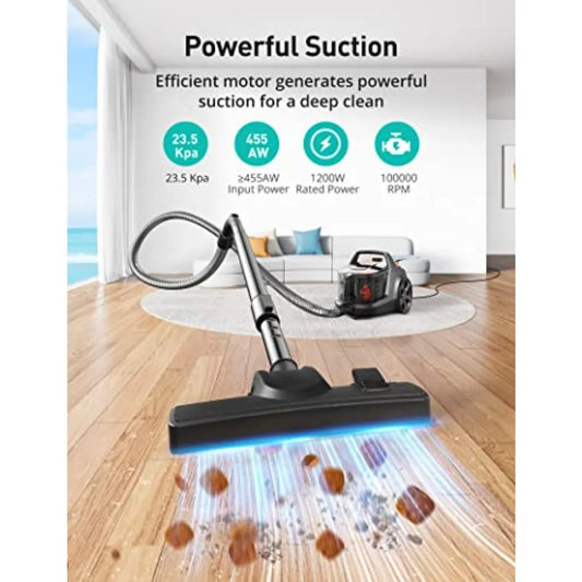 Canister Vacuum Cleaner Lightweight Bagless Vacuum Cleaner 3.7QT Large Dust Cup Automatic Cord Rewind 5 Tools HEPA Filter Varia