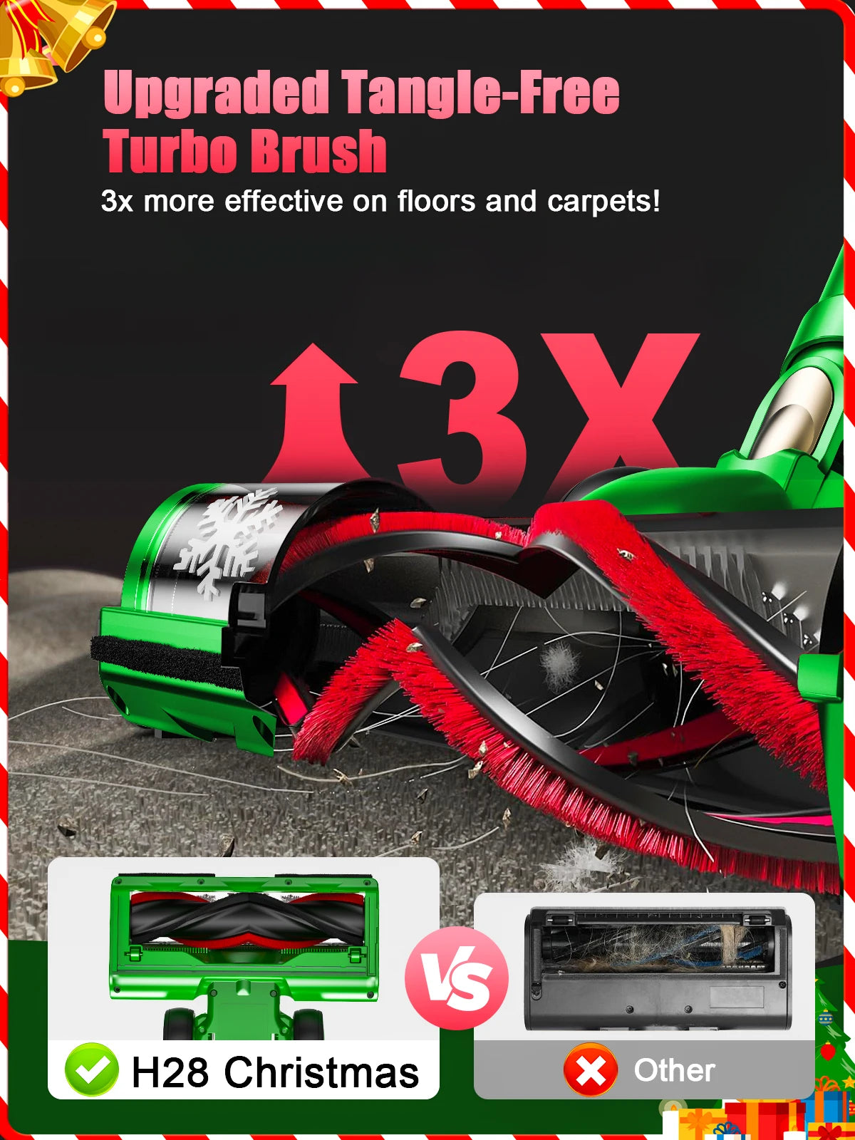 Cordless Vacuum Cleaner, 46Kpa/500W/55Mins Vacuum Cleaners for Home, Self-Standing Rechargeable Vacuum, Christmas Gifts