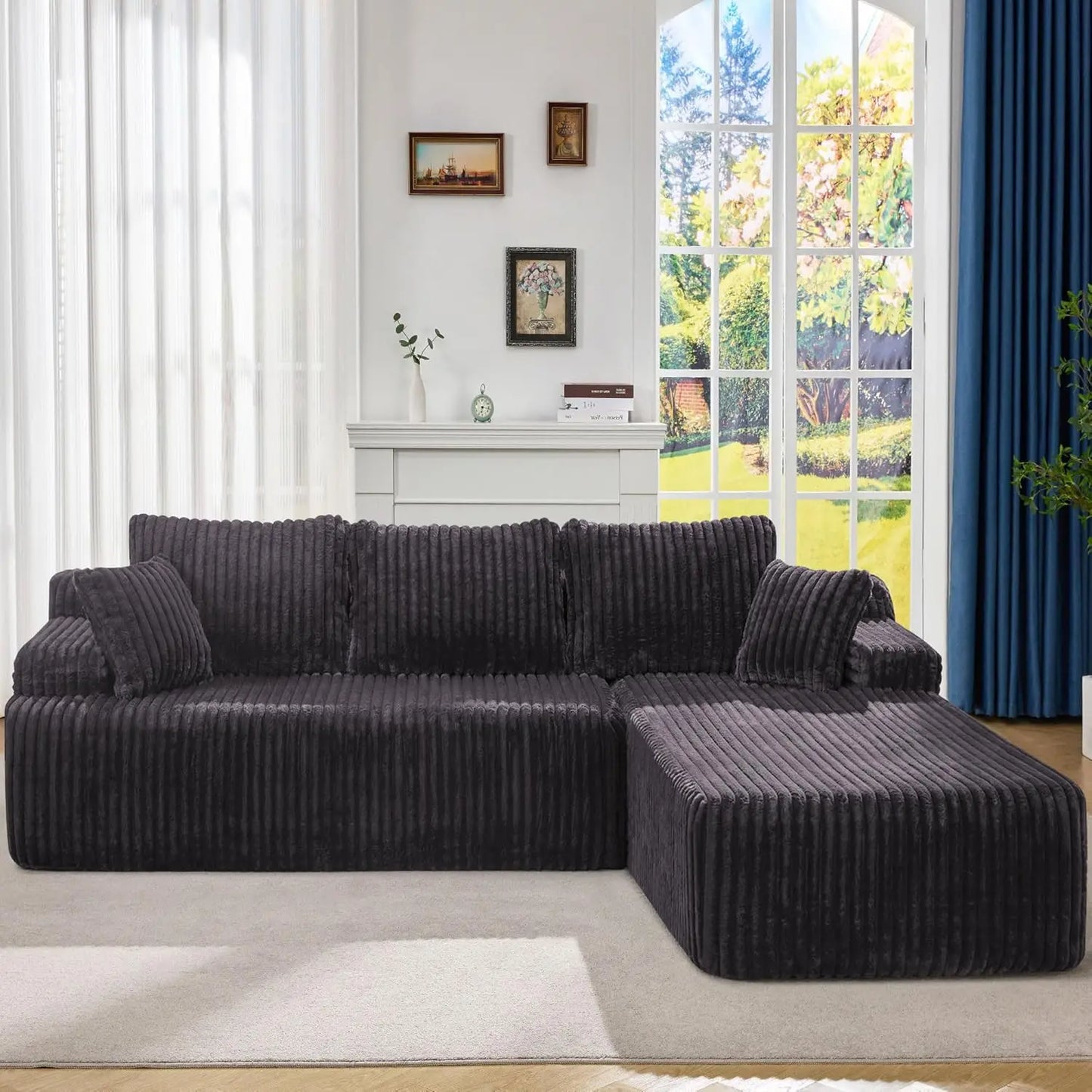 3 Seat L-Shape Memory Foam Modular Sectional Sofa Couch for Living Room Customized Home Furniture