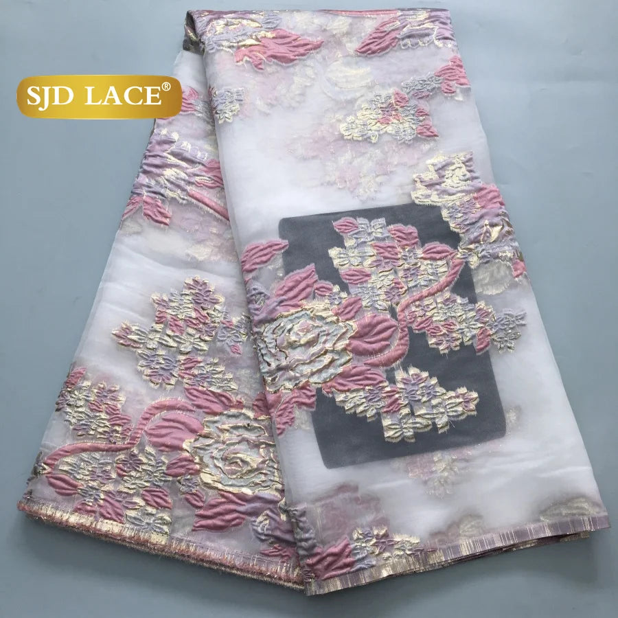 SJD LACA African Brocade Lace Fabrics 2025 High Quality Tulle Damask Nigerian Jacquard French Lace For Sewing Women Dresses 2485