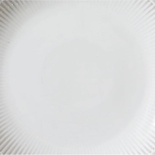 Elegant 10.5 Inch Stoneware Dinner Plate Ribbed Edge Microwave Dishwasher Safe Durable Ceramic Dish