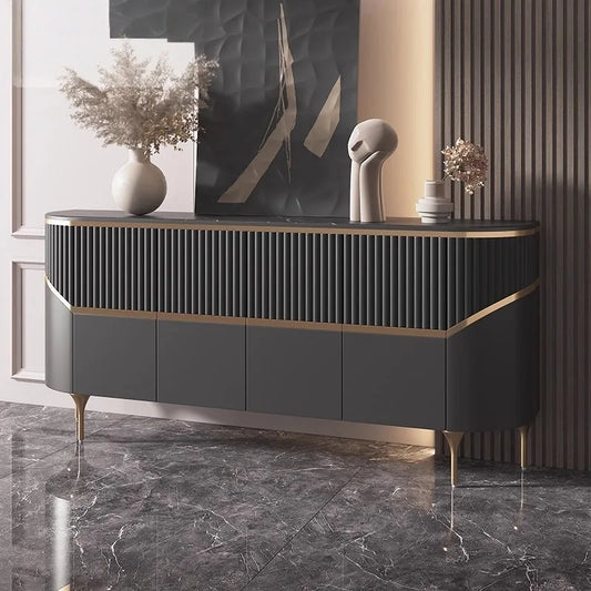 Italian light luxury porch cabinet entrance door living room modern simple decorative storage black rock slab dining side