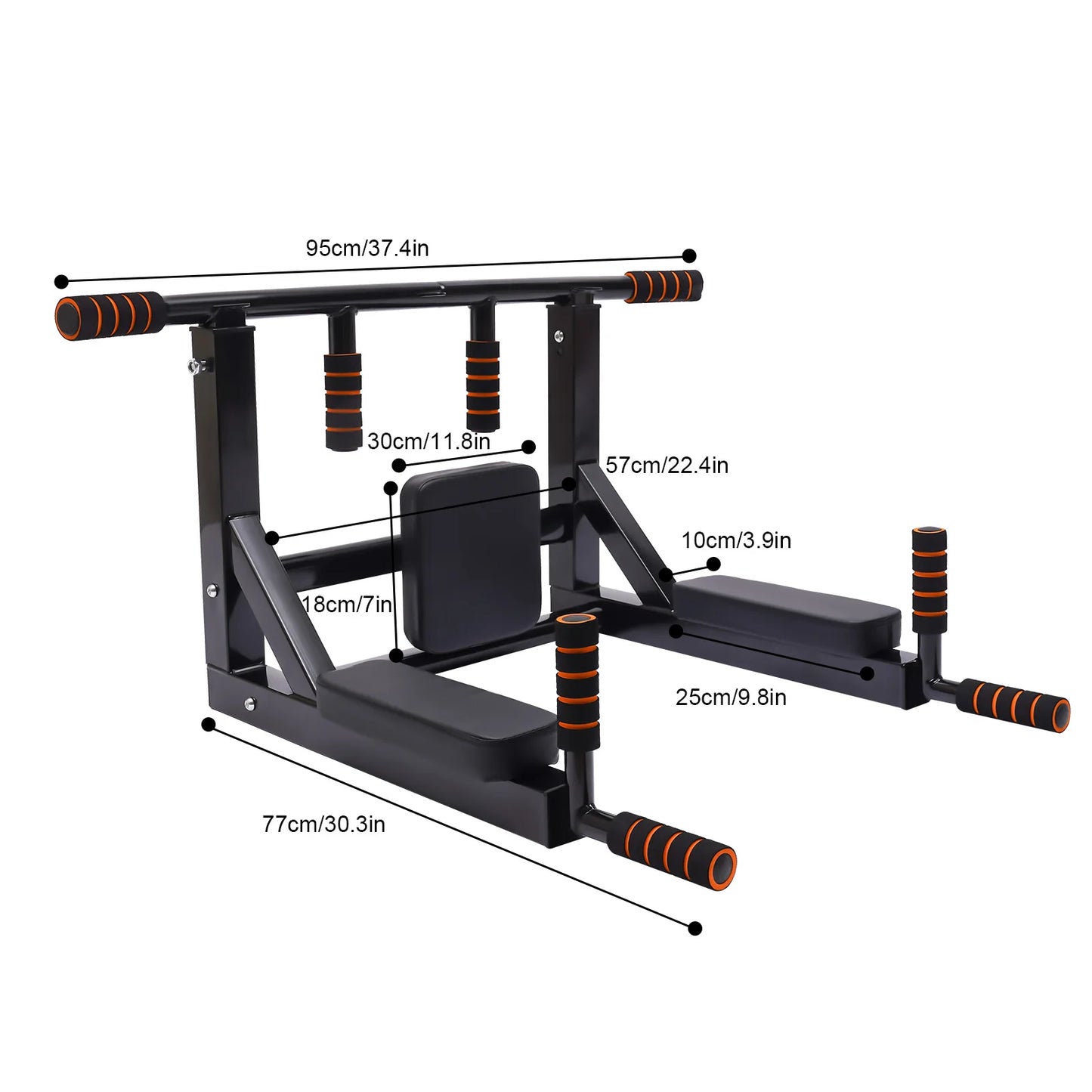 Wall Mounted Pull Up Bar Training Equipment Fitness Dip Stand Supports to 440 Lbs for for Indoor Home Gym Workout