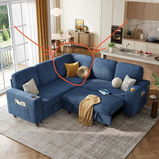 Corner Sleeper Sofa Sectional Couch with Storage, Beige Color, Modern Living Room Furniture