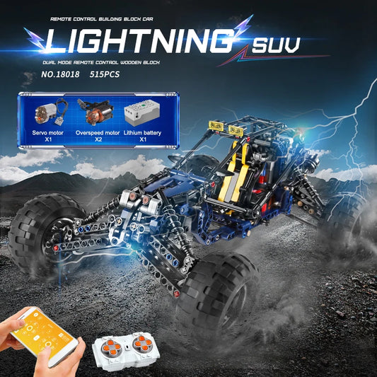 Mould King 18018 Technical Car Toys The RC MOC-3028 Blue Lightning Buggy Building Block Assembly Car Brick Kids Christmas Gift