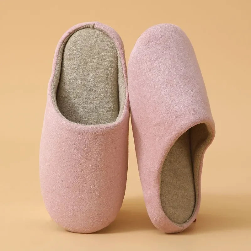 Unisex Japanese Style Mute Indoor Slippers Lightweight Super Soft Home Cotton Shoes Woman Autumn Winter Comfort House Slippers
