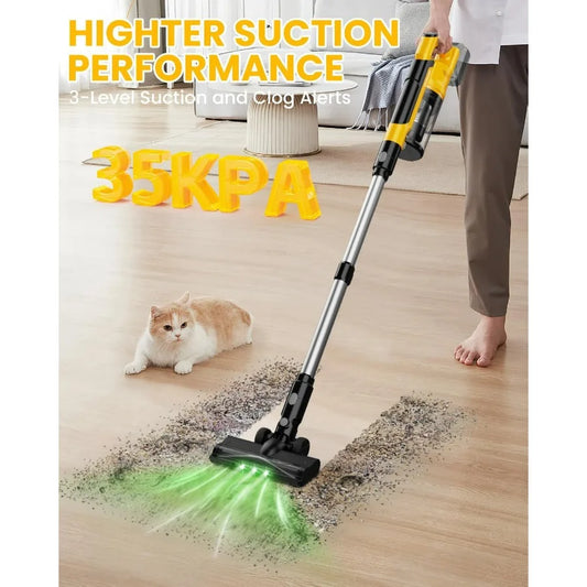 Cordless Vacuum Cleaner for DeWalt 20V Battery, 7-in-1 Lightweight Stick Vacuum with HEPA Filter, 35KPA Suction, 350W Brushless
