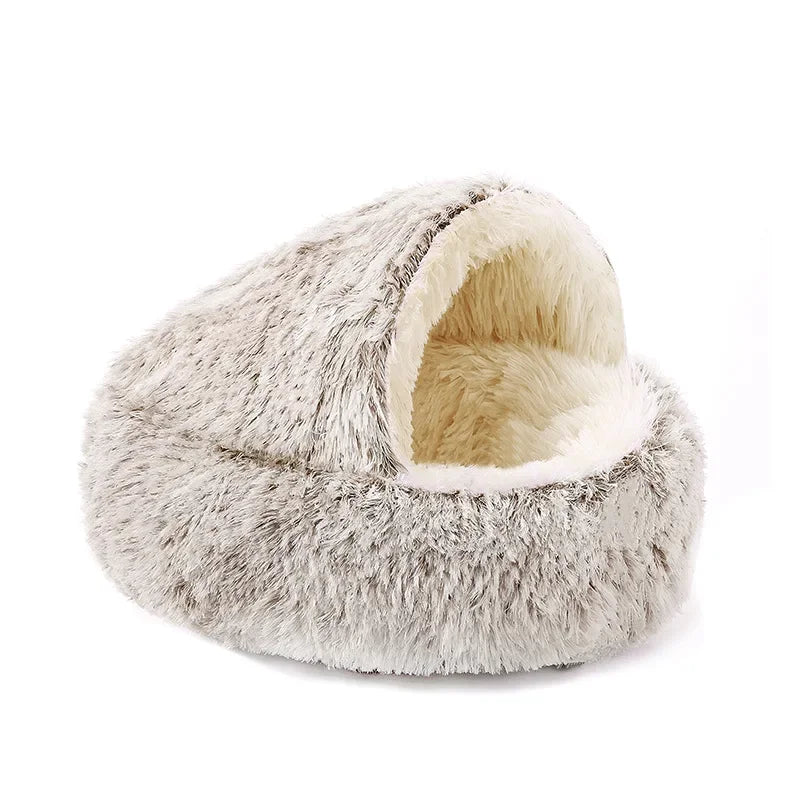 Autumn and Winter soft plush pet bed and pet bed Winter warm and cold plush comforter nest Shell cat nest semi-enclosed cat nest