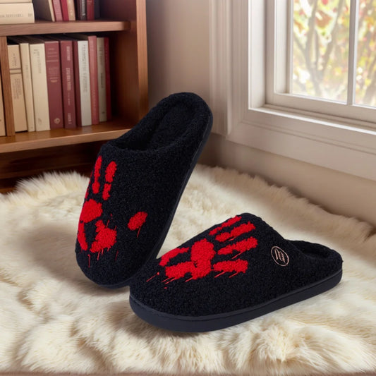 Halloween Palm Plush Slippers Warm Slip-on House Shoes Comfortable Flat Thermal Slippers Fluffy Home Slippers for Autumn Winter