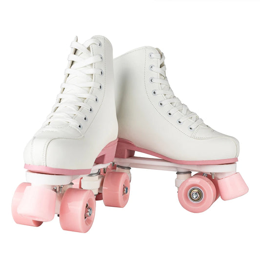 Roller Skates Shoes Adult Outdoor Sneakers Size 35-40 PU Leather Roller Skates Skating Shoes Training 4 Wheels Quad Sneakers