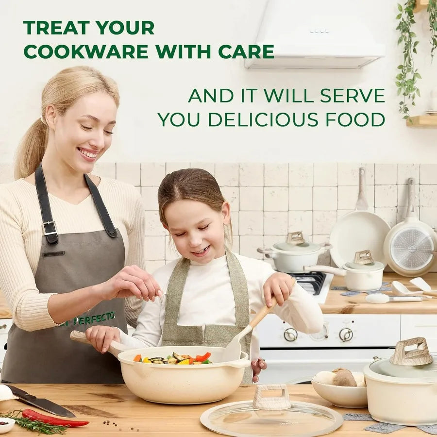 Complete Induction Cookware Set with Lids for Efficient Cooking and Easy Cleanup 14Piece Pot and Pan Set Ideal for Home Kitchen