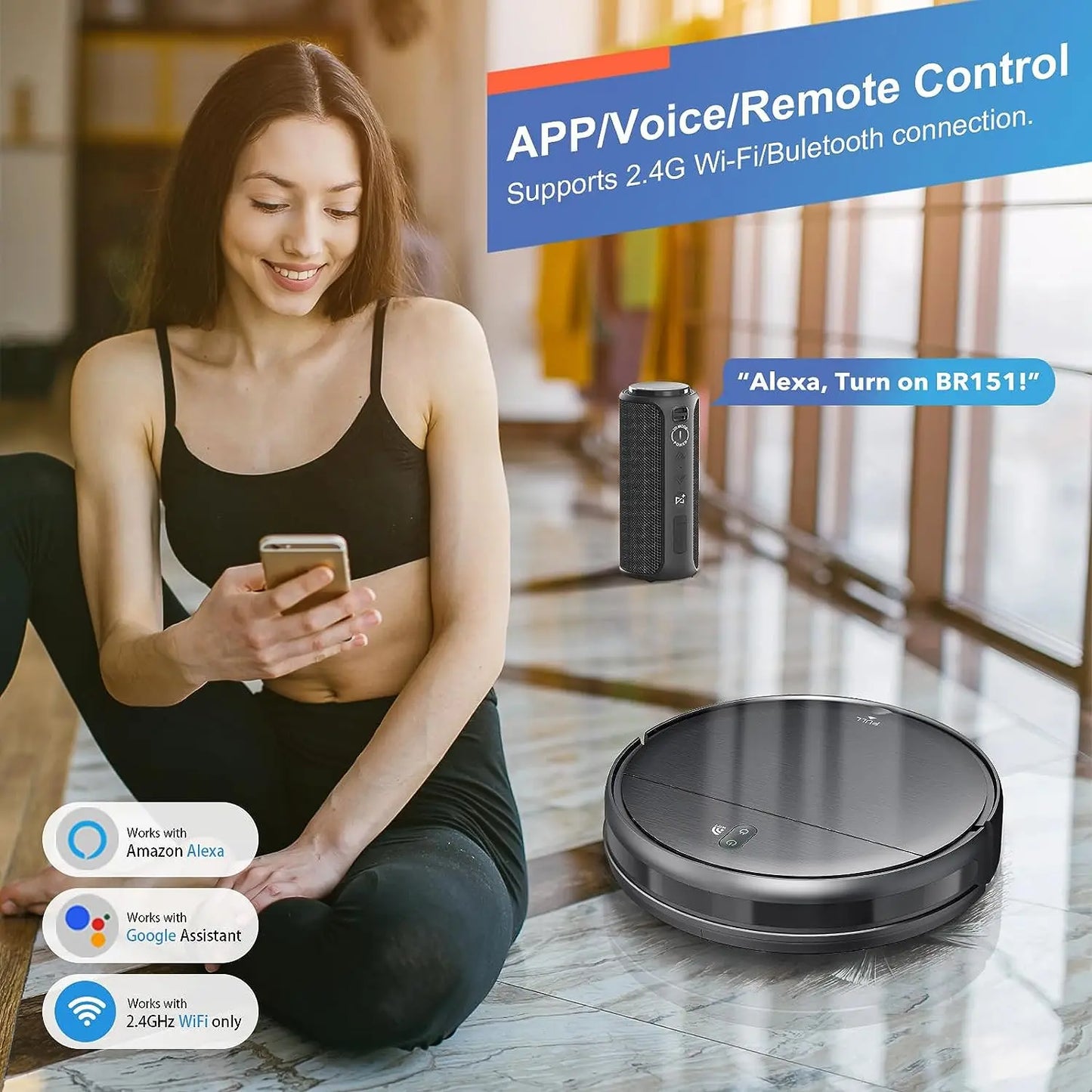 RAYFURN Robot Vacuum Cleaner 6000Pa Power Auto Charging App Control Water Tank Wet Mopping Robot Vacuum Cleaner Electric Sweeper