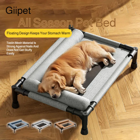 Medium and Large Cat Dog Off-the-ground Pet Bed Winter Removable and Washable Breathable Mesh Pet Bed Moisture-proof with Pillow
