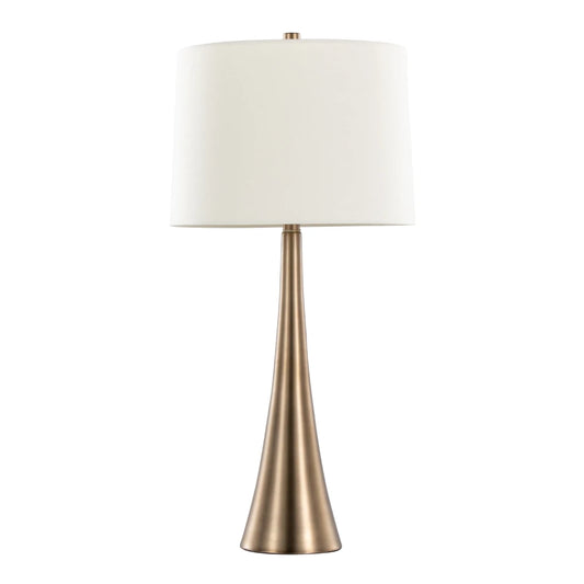 Diana 29" Contemporary Metal Table Lamp in Matte Golden Bronze with White Linen Shade from Grandview Gallery by LumiSource - Set